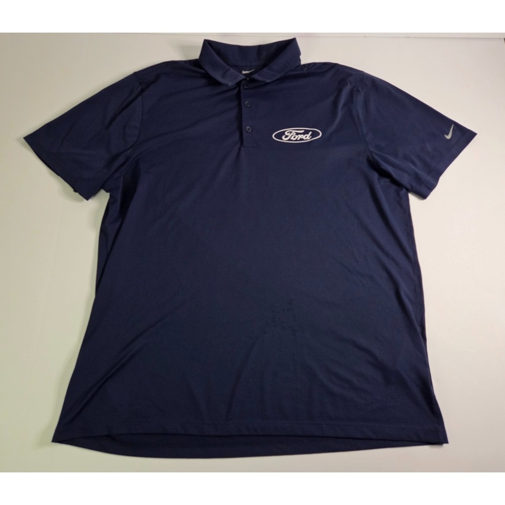 Nike Shirt Mens Extra Large Blue Ford Performance Stretch Automotive Golf Polo